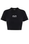 Vetements Black Oval Logo Cropped Fitted T-shirt In Black