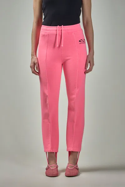 Vetements Oval Logo Fitted Sweatpants With Removable Straps In Pink