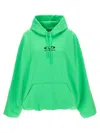 Vetements Oval Logo Hoodie With Drawstring Hood In Green