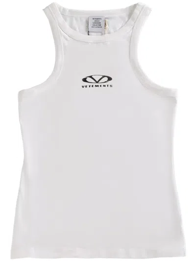 Vetements White Oval Logo Tank Top