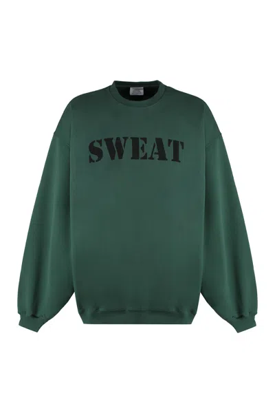 Vetements Oversize Cotton Sweatshirt In Green