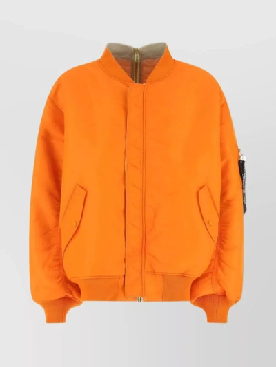 Vetements Oversize Reversible Padded Jacket With Sleeve Pocket In Orange