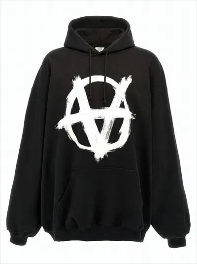 Vetements Oversized Black Hoodie With Graphic Logo