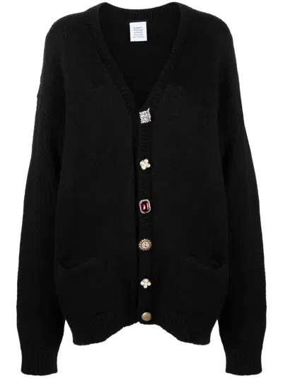Vetements Oversized Embellished Cardigan In Black