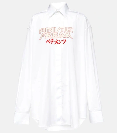 Vetements Oversized Printed Cotton Shirt In White