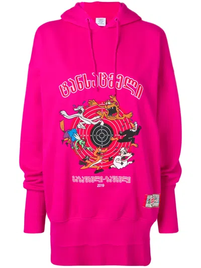 Vetements Oversized Printed Hoodie In Pink