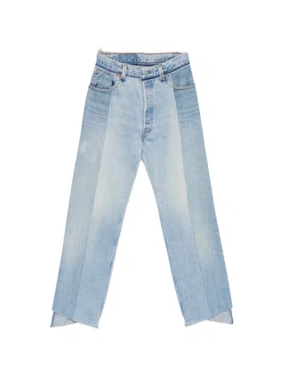 Vetements Panel Raw-edge Jeans In Blue