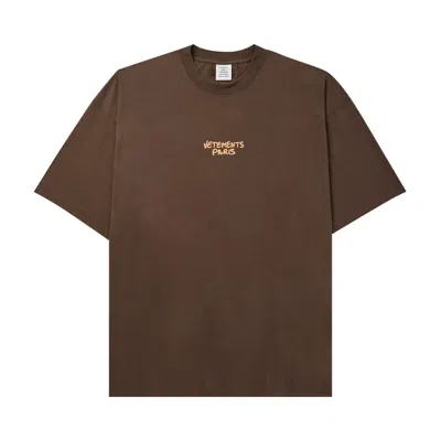 Pre-owned Vetements Paris Logo T-shirt 'chocolate Brown' | Men's Size S