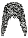 Vetements Paris Monogram Cropped Sweater In Black