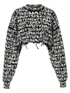 Vetements Paris Monogram Cropped Sweater In White/black