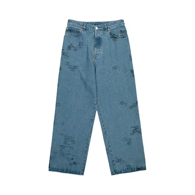 Pre-owned Vetements Passport Stamps Jeans 'blue' | Men's Size 34