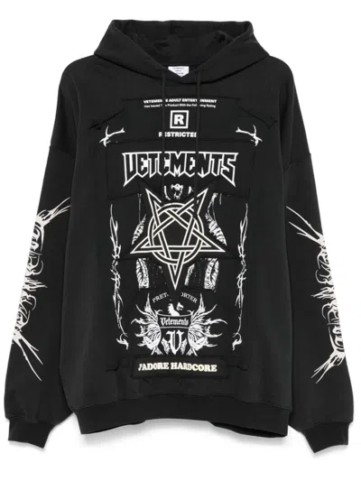 Vetements Patched Hoodie In Black