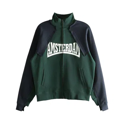 Pre-owned Vetements Patched Zip-up 'emerald Green/navy' | Men's Size M