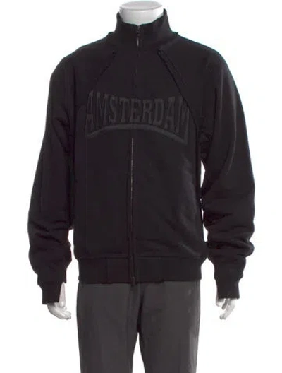 Pre-owned Vetements Patched Zip Up Graphic Print Sweatshirt W/ Tags In Black