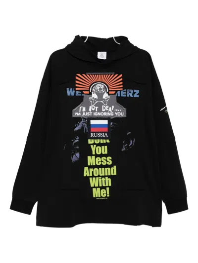 Vetements Patchwork Hoodie In Black