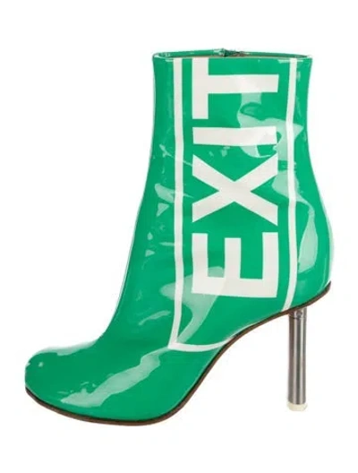 Pre-owned Vetements Patent Leather Boots In Green