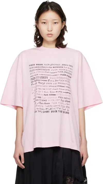 Vetements Pink Fuck Everything T-shirt In White