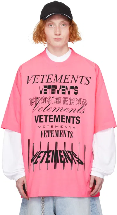 Vetements Pink Multi Logo T-shirt