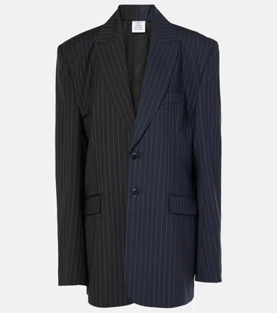 Vetements Pinstripe Wool Blazer In Blue