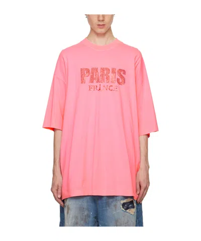 Vetements Pink Crystal 'paris' T-shirt