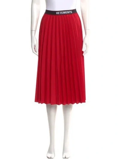 Pre-owned Vetements Pleated Accents Knee-length Skirt W/ Tags In Red