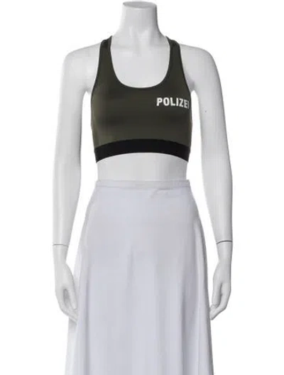 Pre-owned Vetements Polizei Graphic Print Sports Bra In Green