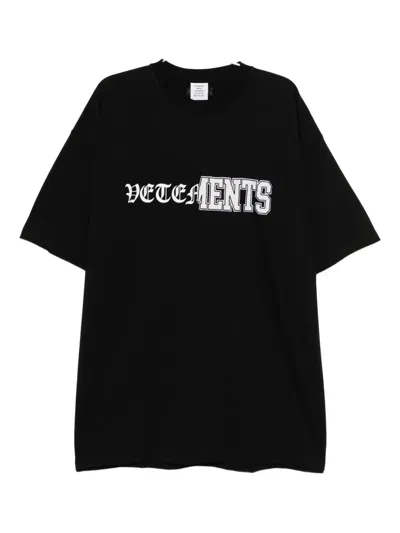 Vetements Printed Cotton T-shirt In Black