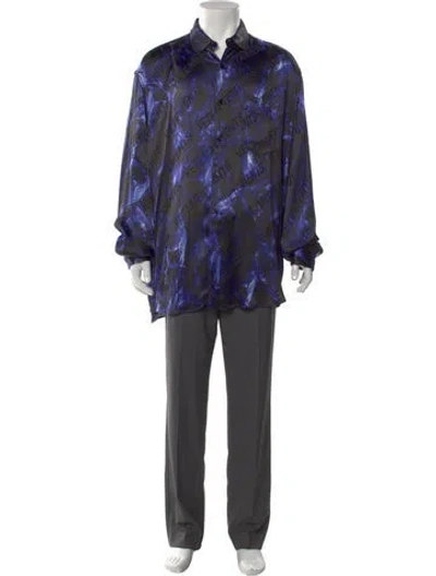 Pre-owned Vetements Printed Long Sleeve Shirt In Blue