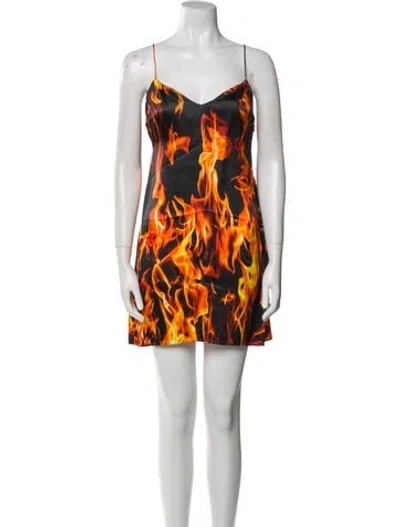 Pre-owned Vetements Printed Mini Dress In Orange