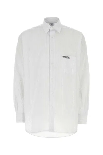 Vetements Printed Poplin Oversize Shirt In Whitepinstripe