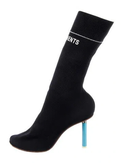 Pre-owned Vetements Printed Sock Boots In Black