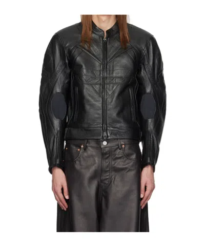 Vetements Pro Racing Leather Jacket In Black