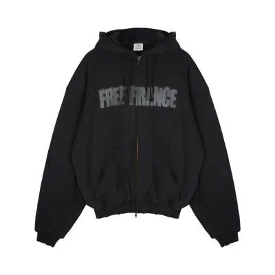 Pre-owned Vetements Puffed Zip-up Free France Sweatshirt 'washed Black' | Men's Size M