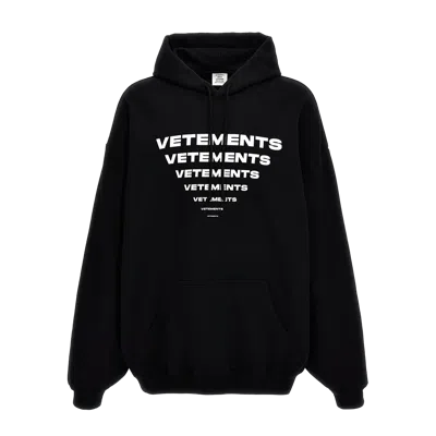 Vetements Pyramid Logo Hoodie In Black