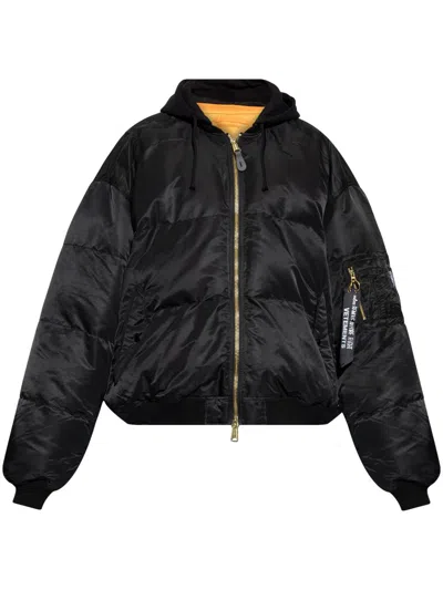 Vetements Black Quilted Hooded Reversible Bomber Jacket