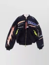 VETEMENTS RACE PRINTED BOMBER JACKET WITH RIBBED FINISH