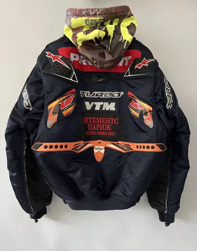 Pre-owned Vetements Racing Bomber Jacket In Blue