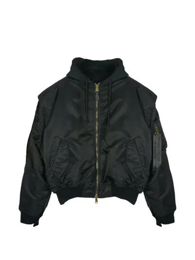 Vetements Reconstructed Hooded Bomber Jacket In Black