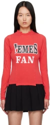Vetements Red Deconstructed Long Sleeve T-shirt In Washed Red