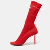Vetements Red Knit Fabric Sock Boots In Red