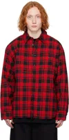 Vetements Red Padded Flannel Overshirt In Red Check
