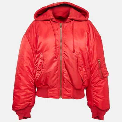 Vetements Red Synthetic Zip-up Puffer Hooded Jacket