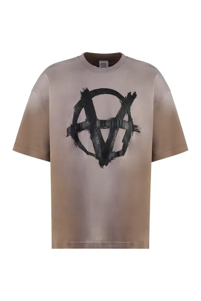 Vetements Reverse Anarchy Cotton T-shirt In Beige