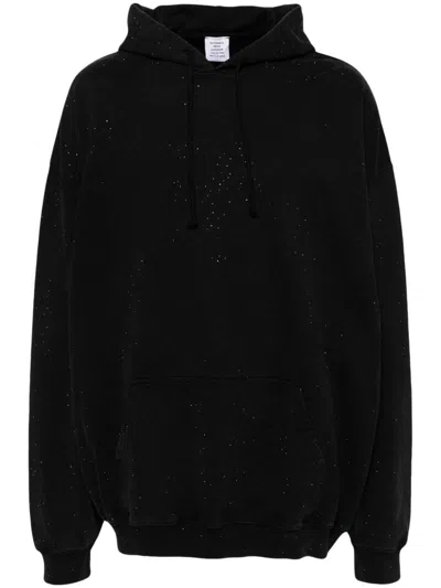 Vetements Rhinestone-embellished Hoddie In Washed Black