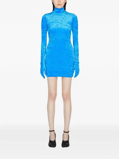 Vetements Roll-neck Long-sleeve Dress In Blue