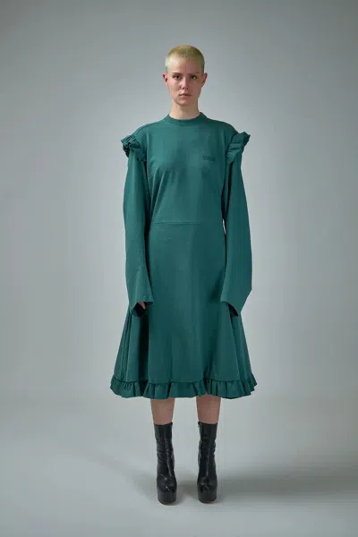 Vetements Ruffle Jersey Dress Police In Green