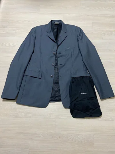 Pre-owned Vetements S  Mega Pocket Logo Wool Oversized Blazer Jacket In Grey