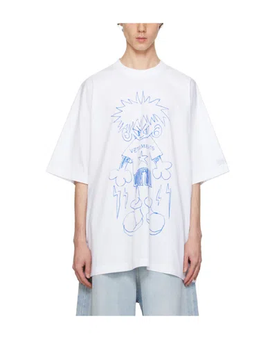 Vetements Scribbled Teen Cotton T-shirt In White