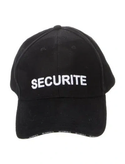 Pre-owned Vetements Securite Logo Adjustable Cap In Black