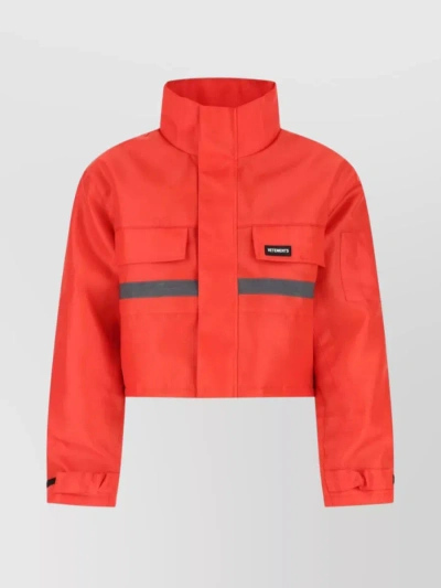 Vetements Short Padded Jacket With High Collar In Red